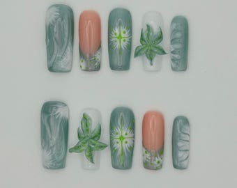 MOSS MUSE • Set de prensa inspirado en un jardín de ojos de gato azul cielo / Hecho a mano