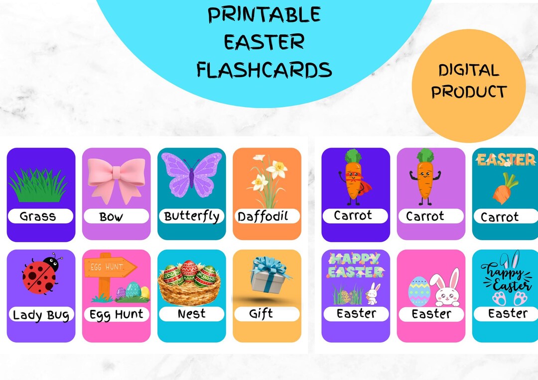 Printable Easter Flashcards Game: Learning Cards (digital Download) - Etsy
