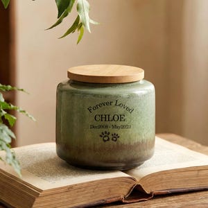 Pet Loss Gifts,  Custom Pet Ash Urn, Personalized Ceramic Urn – Dog & Cat Memorial, Pottery Ash Urn, Memory Box for Dog Ashes
