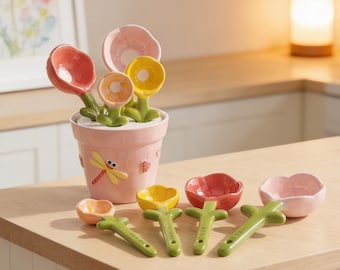 Moederdagcadeau, handgemaakte keramische lepelsteun, keramisch servies, maatbekerset, bakaccessoires, verjaardagscadeau