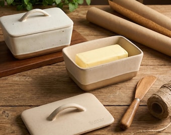 Mother's Day Gift,Handmade Pottery Butter Box, Covered Butter Dish, Rustic Kitchen Utensils, Dishwasher Microwave Safe, Ceramic Wedding Gift