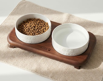 Gift for pet , Puppy Gift, Feeder Dog Bowl – Engraved Pet Name , Multiple Style ,  Ideal for Dogs , Pet Bowl Set, Perfect for Dog and Cat