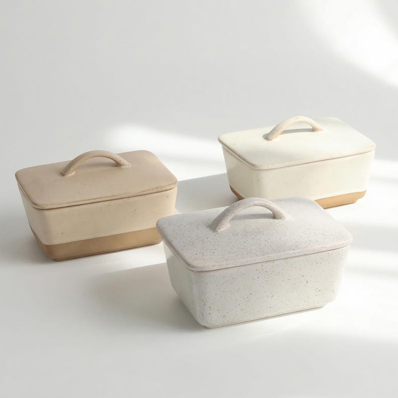 Ceramic Wedding Gift, Birthday gift, Handmade Pottery Butter Box, Covered Butter Dish, Rustic Kitchen Utensils, Dishwasher Microwave Safe, image 3