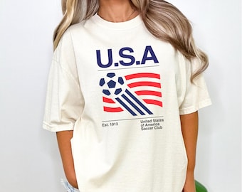 90s United States Soccer Shirt USA Soccer World 26 T-Shirt Comfort Colors® USA Football Fan Shirt Patriotic Sports Graphic USA Soccer Tee
