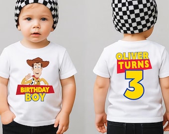 Personalized Birthday Boy Toddler Shirt Custom Name and Age Toy Story Birthday Shirt Disney 2nd Birthday Two Sided Disney Toy Story Shirt