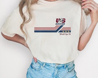 USA World Cup 26 Soccer Shirt American Flag Football Graphic Tee, Patriotic USA Fan Apparel, Comfort Colors® Sports Gift USA Football Tee