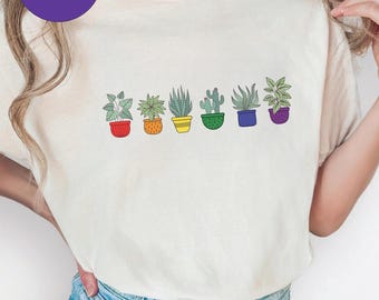 Rainbow Pressed Flowers Shirt Pride Floral Graphic Tee LGBTQ Botanical Pride Shirt Gay Pride Flower Tee Cute Pride Gift for Her Women