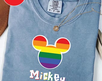 Disney Mickey Mouse Pride Month Comfort Colors Shirt LGBTQ Pride Month Tee Rainbow Disney Trip LGBTQ Gift Tee Gay Lesbian Support Shirt