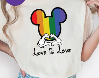 Mickey Love Is Love Shirt Disney LGBT Tshirt Rainbow Mickey Head Shirt Pride Disney Shirt LGBT Mickey Shirt Disney Gay Pride Shirt Pride Tee