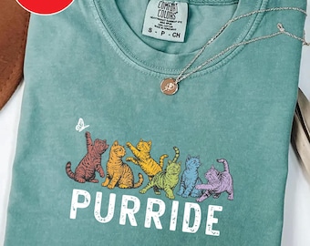 Pride Cat Shirt Purride Shirt Cat With LGBT Shirt Cat Lover Shirt Reproductive Rights Shirt LGBTQ Shirt Gay Lesbian Pride Shirt Love Is Love