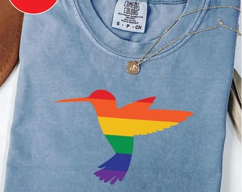 LGBTQ Subtle Pride Rainbow Bird T-Shirt Queer Pride Month Gay Right Shirt Lesbian Bisexual Equality Top LGBT Support Ally Gift For Gay