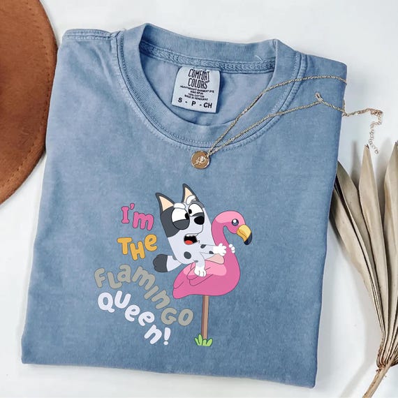 l m the Flamingo Queen Shirt Flamingo Shirt Women flamingo blue dog Shirt Funny Summer Tee Cute flamingo T-shirt Gift For Women blue dog tee
