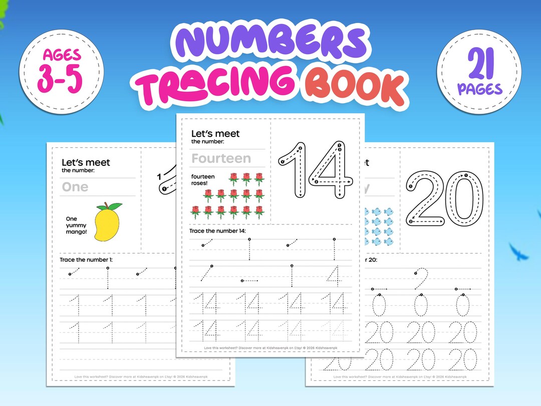 Numbers Tracing Workbook 0-20 – Preschool Handwriting Practice (digital ...