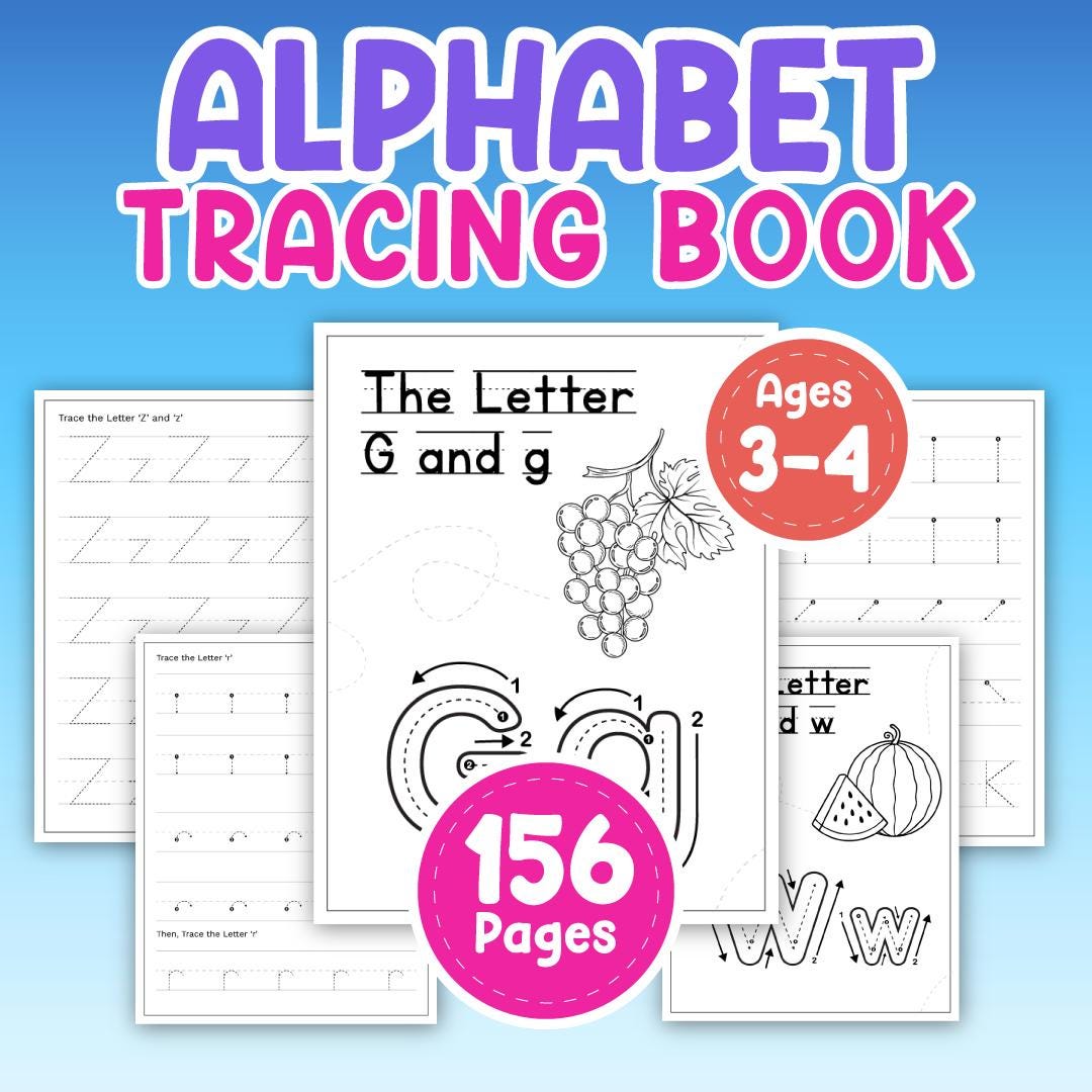 Alphabet Tracing Workbook for Kids Ages 3-5 | Preschool ABC Printable ...