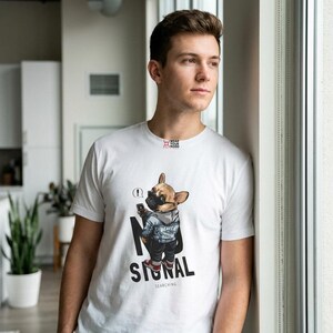 French Bulldog Shirt No Signal Searching Tee Dog Lover Gift Funny Tech Humor Disconnected Puppy Streetwear Fashion