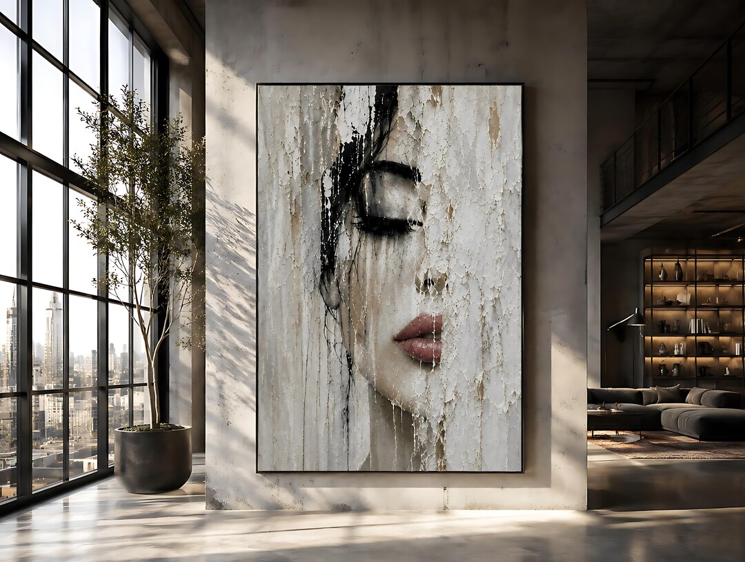 Minimalist Woman Face Wall Art Print | Neutral Beige Abstract Portrait ...