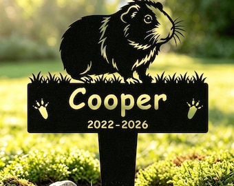 Custom Guinea Pig Memorial Burial Stake, Personalized Guinea Pig Name Garden Sign, Pet Grave Marker, Metal Garden Decor, Pet Sympathy Gift