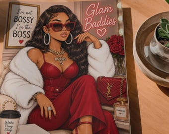 Glam Baddies målarbok | Afroamerikanska kvinnor, modeillustrationer (utskrivbar)