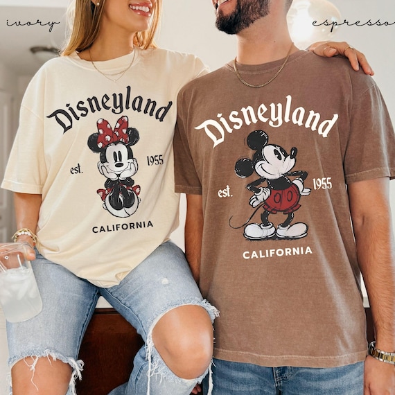 Disneyland Retro Minnie Mickey Mouse Couple Matching Shirt, Disneyland Est. 1955 California Family Trip Tee, Disney Husband Wife Vacation