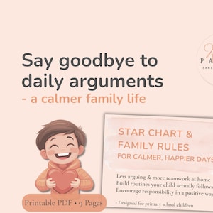 Printable Family Rules & Star Chart for Kids / Behavior Chart / Reward System / Calm Parenting Printable / Routine Chart / PDF Download