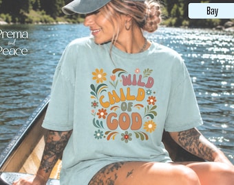 Floral Child of God Shirt, 70s Flower Power Christianity T-Shirt, Christian Crewneck, Faith Gifts for Church Group