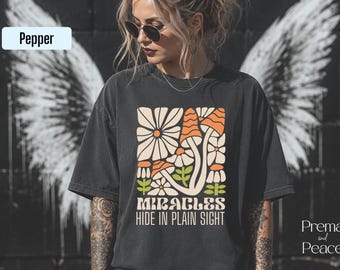 Forestcore Foraging Shirt, Vintage Wildflower and Mushroom Tee, Woodland Graphic, Miracle Shirt, Gift for Christian