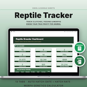 Reptile Breeder Spreadsheet | Google Sheets Excel | Ball Python Clutch Tracker, Feeding Log & Morph Genetics Template
