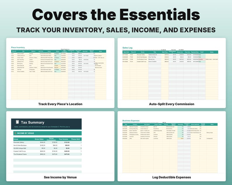 Consignment Tracker Spreadsheet | Google Sheets, Excel | Artist Sales Commission Template image 4