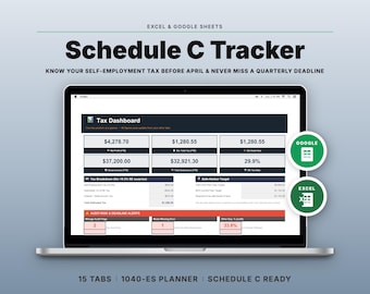 Small Business Tax Tracker Spreadsheet | Schedule C, 1099, Quarterly Tax (Google Sheets, Excel)