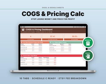 Handmade Business COGS Pricing Calculator | Google Sheets Excel Template