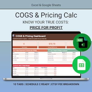 Handmade Business COGS Pricing Calculator | Google Sheets Excel Template