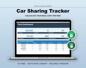 Car Sharing Host Spreadsheet | Works With Turo | Mileage Log | Google Sheets Excel |