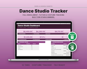 Dance Studio Business Tracker | Student Enrollment & Tuition Spreadsheet | Google Sheets Excel
