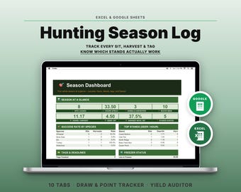 Hunting Season Log Spreadsheet | Google Sheets, Excel | Deer Harvest Tracker