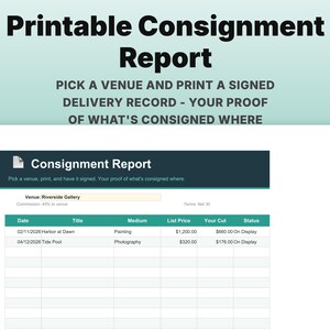 Consignment Tracker Spreadsheet | Google Sheets, Excel | Artist Sales Commission Template image 8