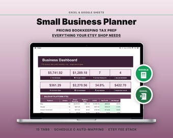Small Business Planner | Bookkeeping, Pricing, Tax Prep Spreadsheet