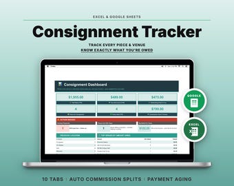 Consignment Tracker Spreadsheet | Google Sheets, Excel | Artist Sales Commission Template