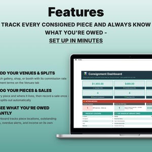 Consignment Tracker Spreadsheet | Google Sheets, Excel | Artist Sales Commission Template image 2