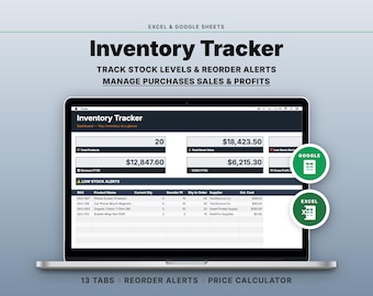 Small Business Inventory Tracker | Stock Management & Reorder Alerts Spreadsheet | Google Sheets Excel