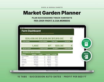 Market Garden Crop Planner | Succession Planting CSA & Farmers Market Tracker Spreadsheet | Google Sheets Excel
