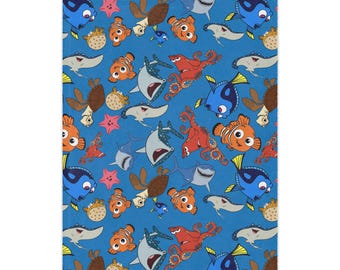 Koc z motywem podwodnej ryby | Zwierzęta oceaniczne, niebieski koc minky