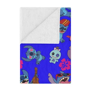 Manta Minky con estampado de dibujos animados / Hibisco hawaiano, ukelele, alienígena surfista imagen 9