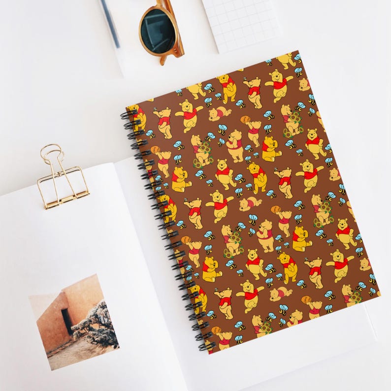 Winnie the Pooh Pattern Spiral Notebook | Ruled Notebook | Todo Writer ...