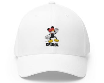 Drunk Cartoon MickeyMouse cap | Embroidered Closed-Back Structured Hat