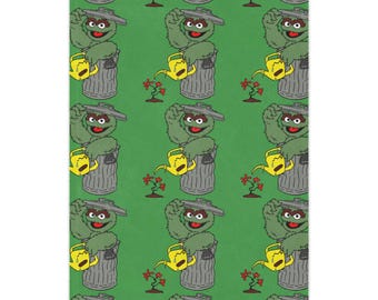 Kocyk Minky z motywem Oscara Grouch | Narzuta z postacią z Ulicy Sezamkowej