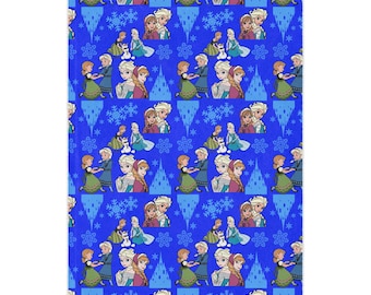 Kocyk Minky z motywem „Siostry w śniegu” | Niebieski wzór „Kraina Lodu”