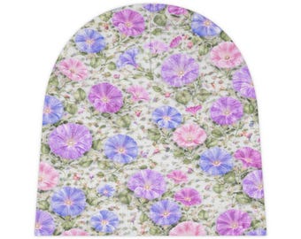Vintage Morning Glory Floral Baby Beanie | All-Over Print
