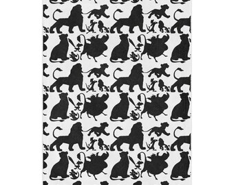 Kocyk Minky z sylwetką czarnego kota | Nadruk z kotem na Halloween