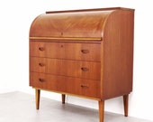 VTG Egon Ostergaard Roll-top secretaire desk work space teak Mid Century Modern