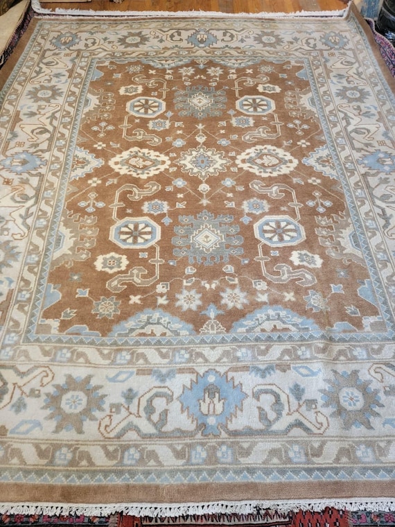Vintage Turkish Oushak 8’ x 10’ Hand Knotted Oriental Wool Rug
